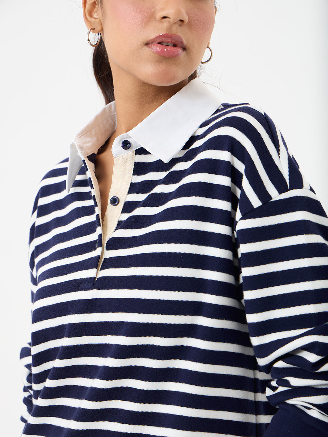 Navy Stripe Collared T-Shirt