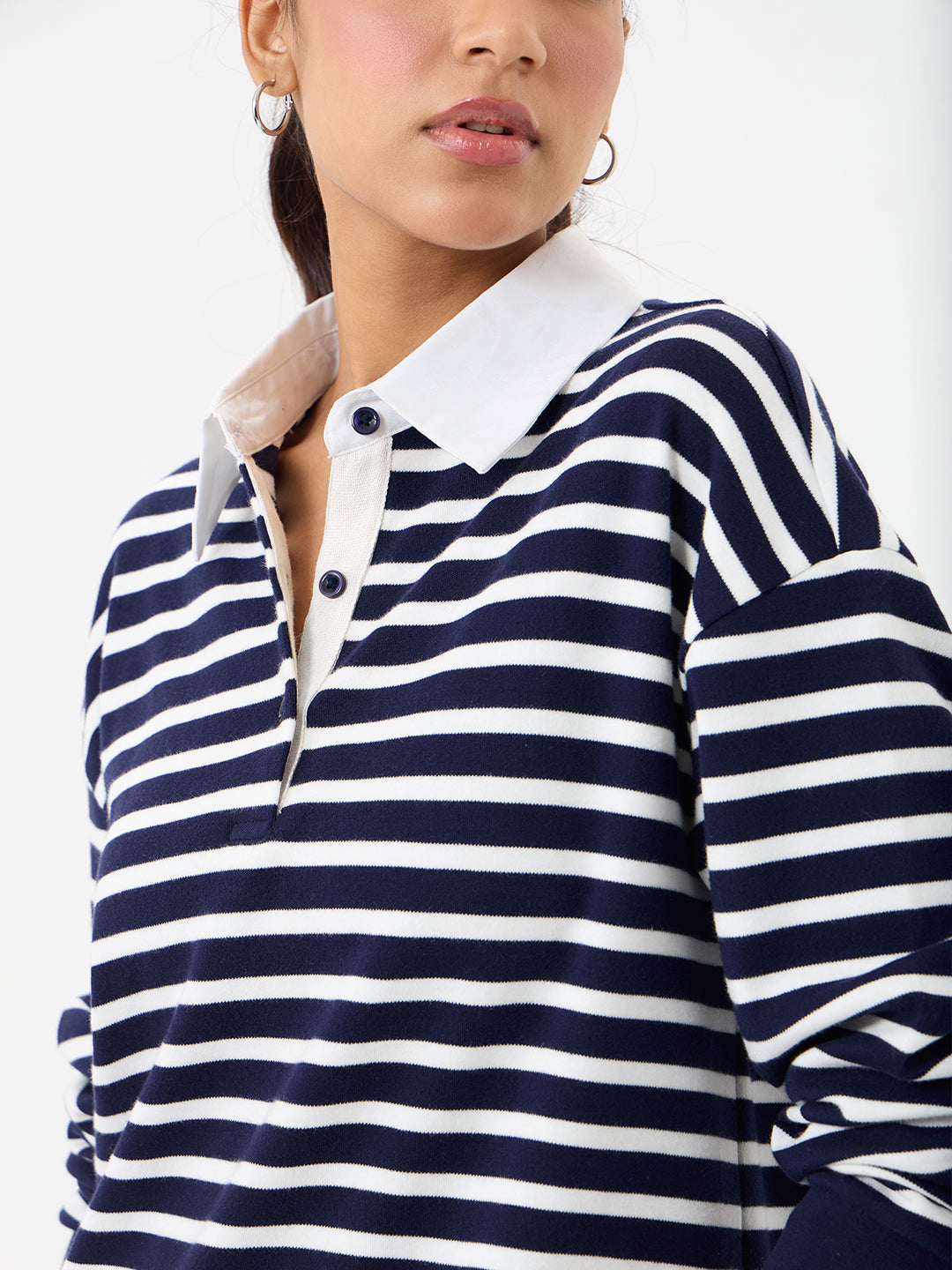 Navy Stripe Collared T-Shirt