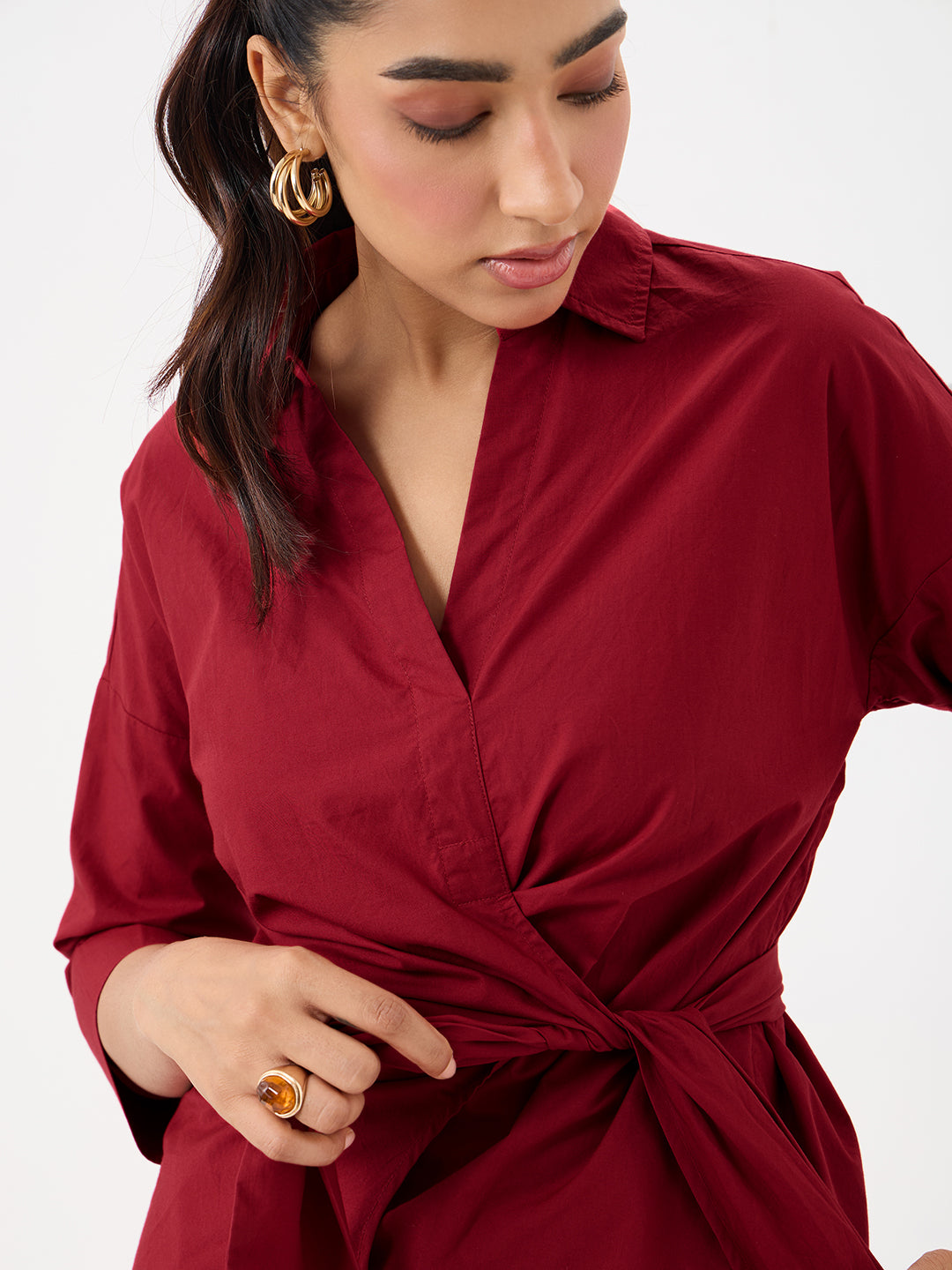 PaperLite Poplin Red Wrap Co-ord Set