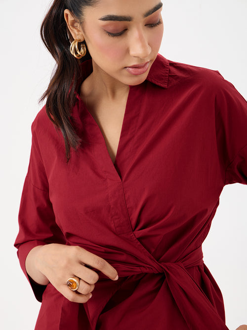 PaperLite Poplin Red Wrap Co-ord Set