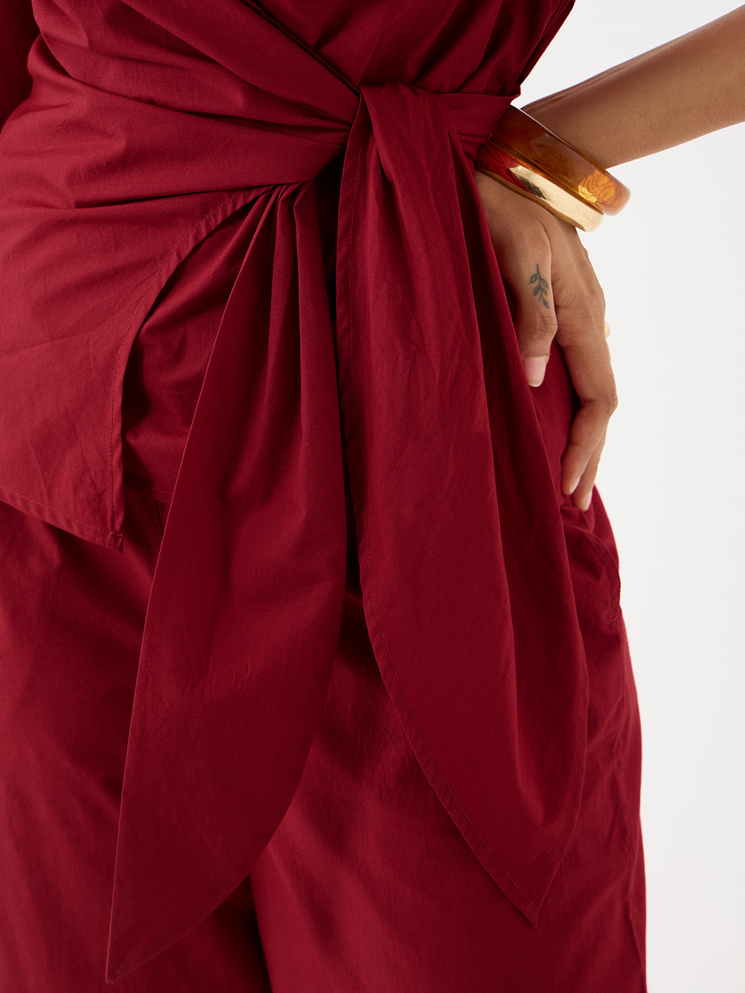 PaperLite Poplin Red Wrap Co-ord Set