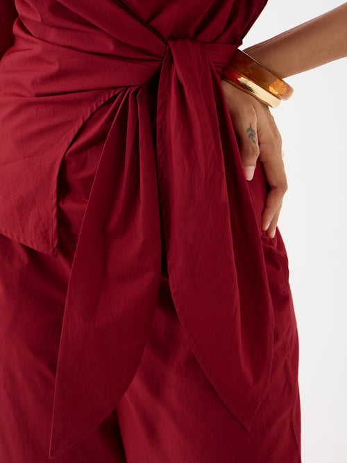 PaperLite Poplin Red Wrap Co-ord Set
