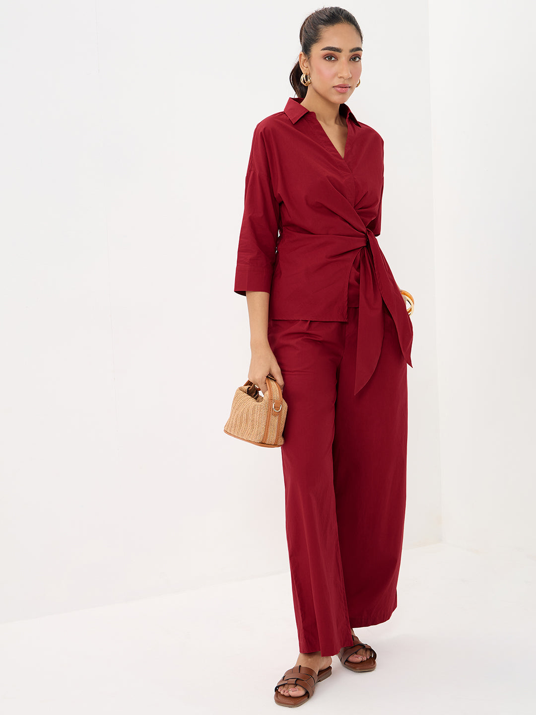 PaperLite Poplin Red Wrap Co-ord Set