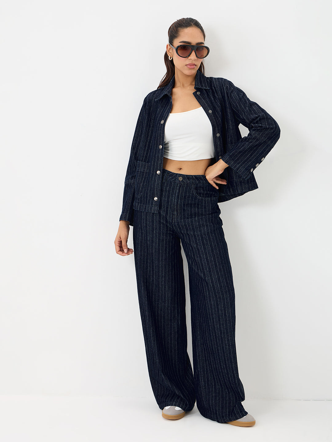 DenimClassic Stripe Wide Legged Jeans