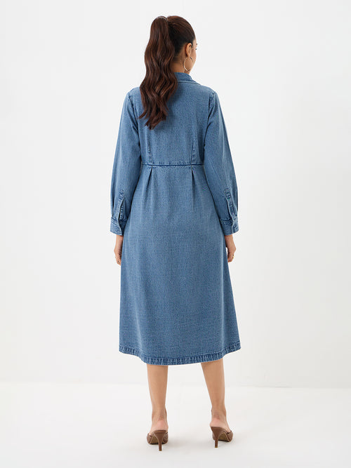 DenimClassic Blue Button Down Midi Dress