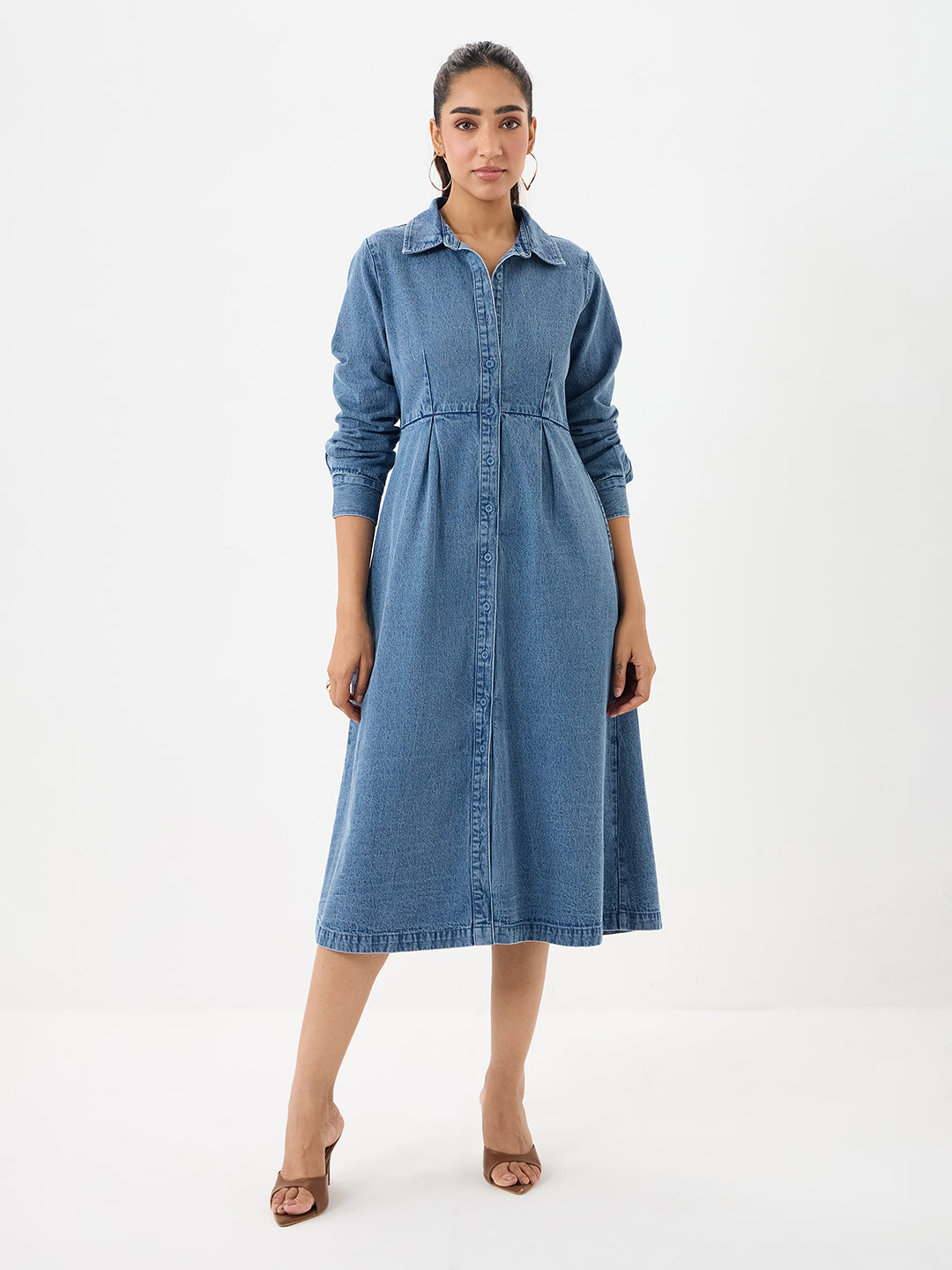 DenimClassic Blue Button Down Midi Dress