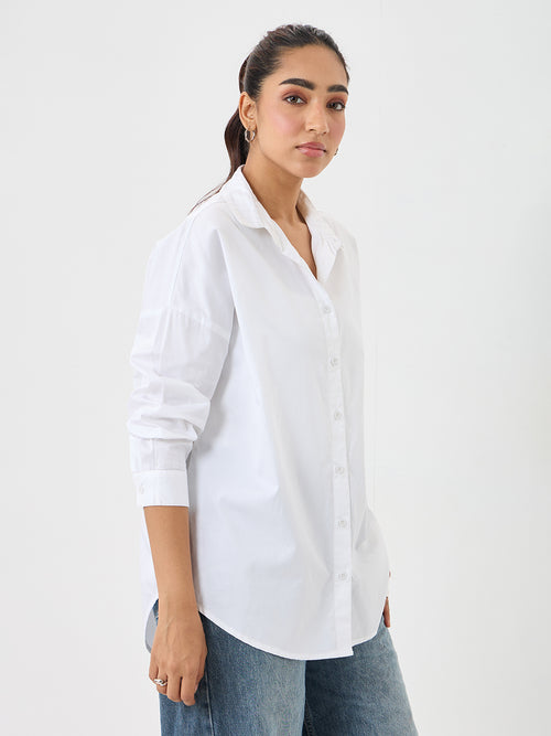 White Cotton Oversized Shirt