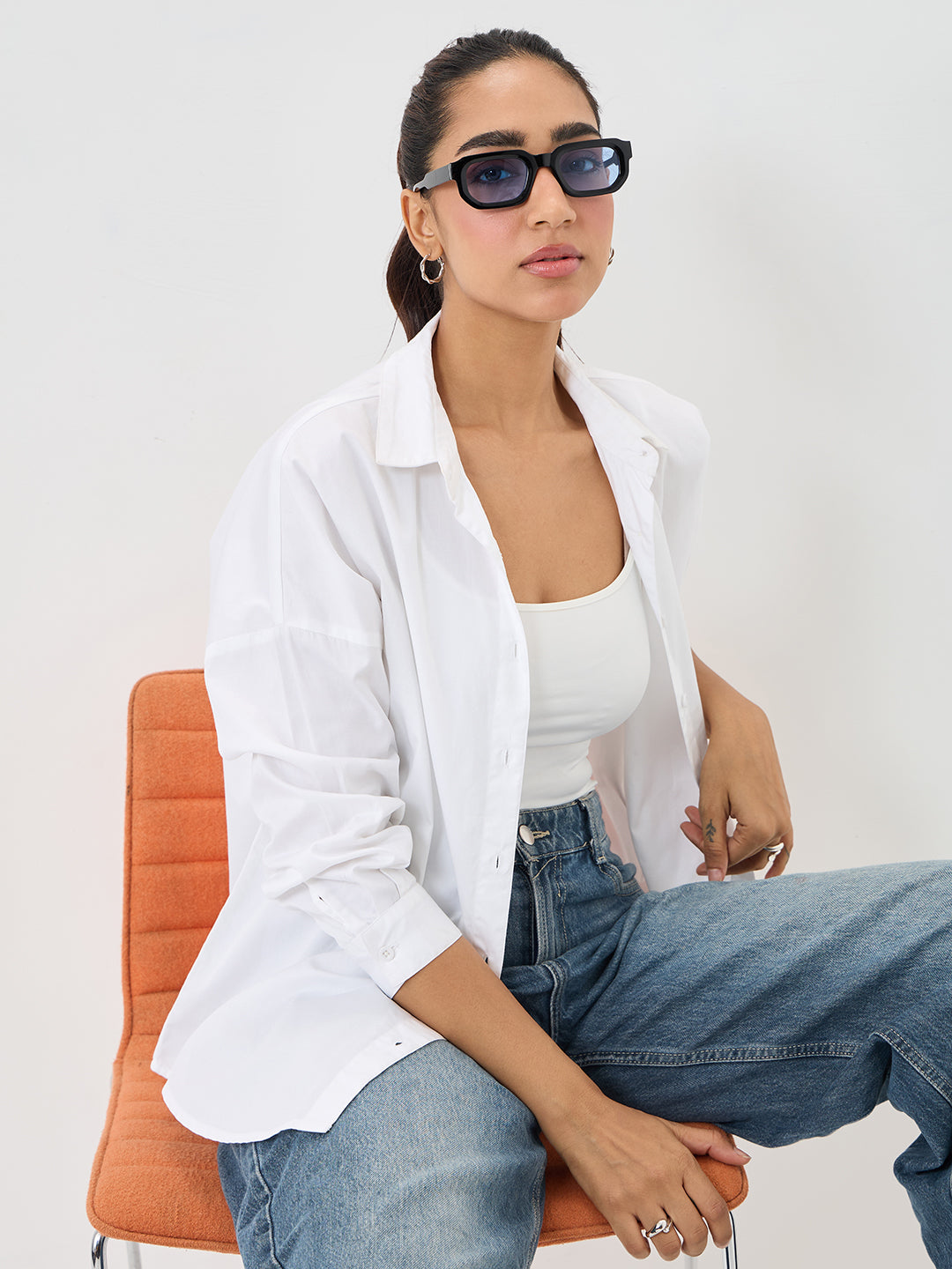 White Cotton Oversized Shirt