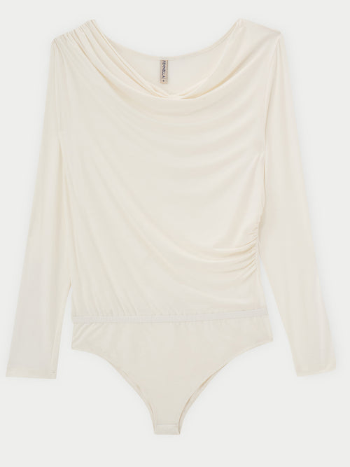 UltraSoft Bamboo White Cowl Neck Bodysuit