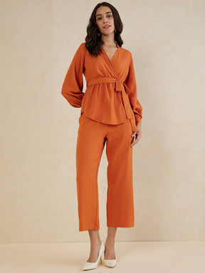 Rust Solid Wrap Co-Ord Set