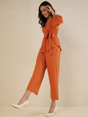 Rust Solid Wrap Co-Ord Set