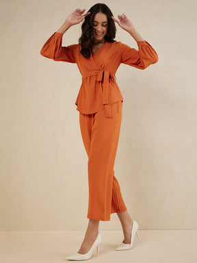 Rust Solid Wrap Co-Ord Set