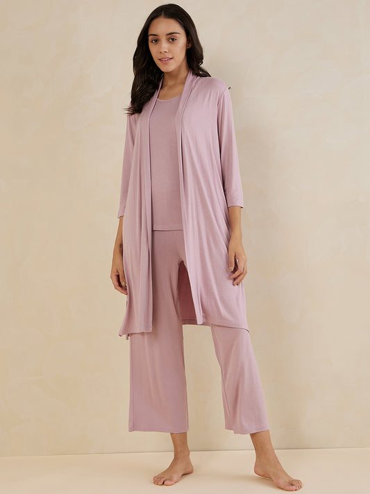 Pink Jersey Three Piece Loungewear Set