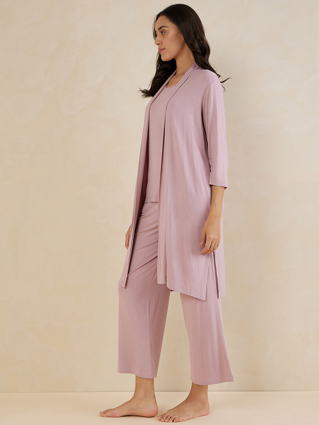 Pink Jersey Three Piece Loungewear Set