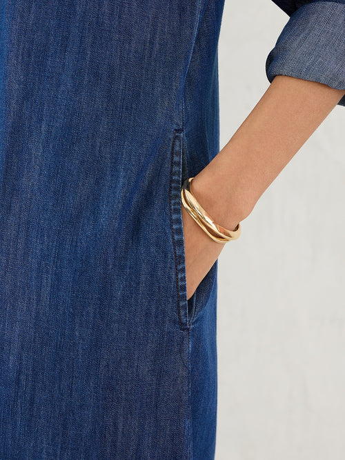 Dark Blue Denim Maxi Shirt Dress