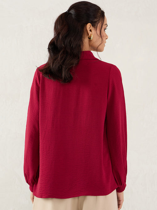 Maroon Yoke Detail Top
