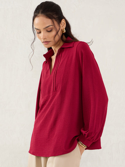 Maroon Yoke Detail Top