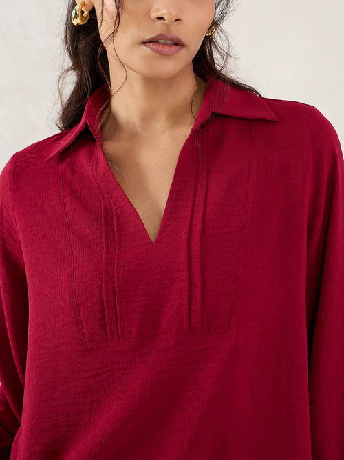 Maroon Yoke Detail Top