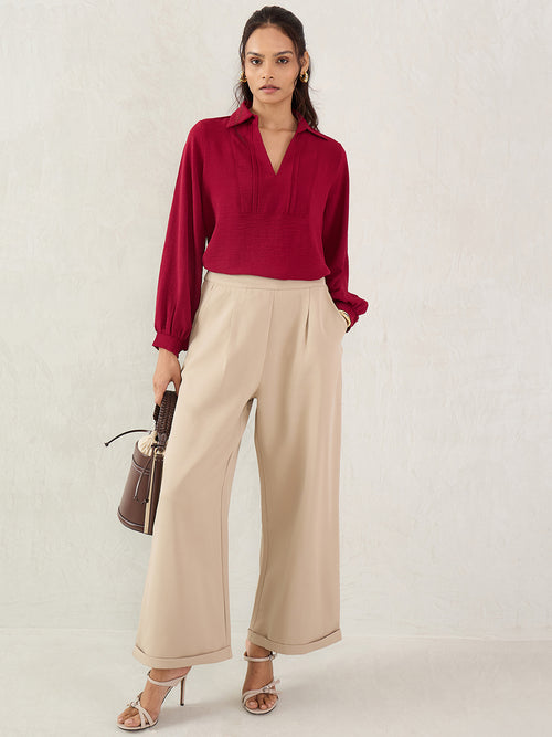 Maroon Yoke Detail Top