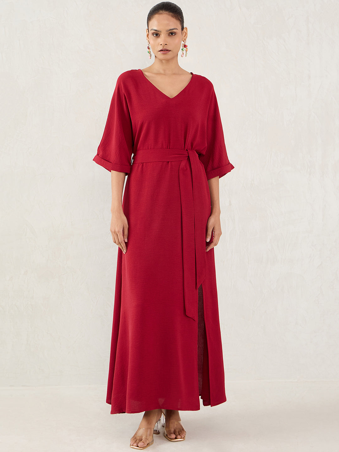 femella maxi dresses FEMELLA Frill Edge Wrap Front Maxi Dress by Styli for Women