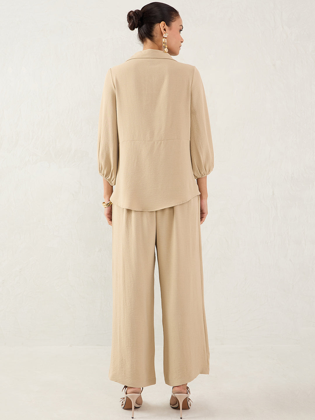 Beige Front Twist Co-Ord Set