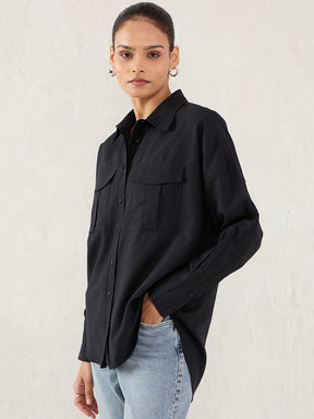 Black Pocket Detail Shirt