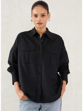 Black Pocket Detail Shirt