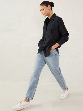 Black Pocket Detail Shirt