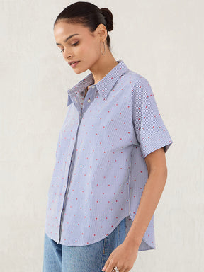 Navy Stripe Button Down Shirt
