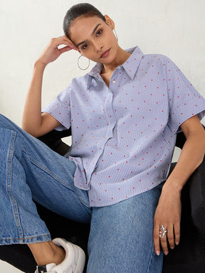 Navy Stripe Button Down Shirt