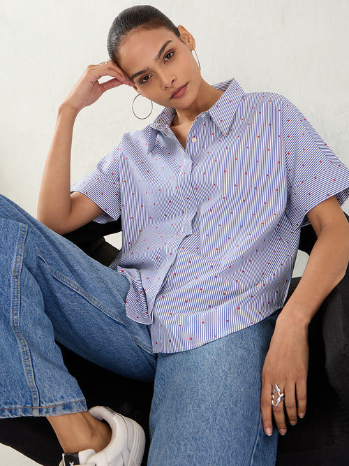 Navy Stripe Button Down Shirt