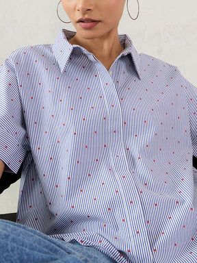 Navy Stripe Button Down Shirt
