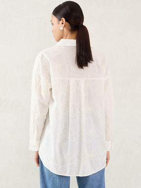 White Embroidered Cotton Shirt