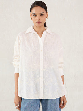 White Embroidered Cotton Shirt