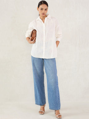 White Embroidered Cotton Shirt