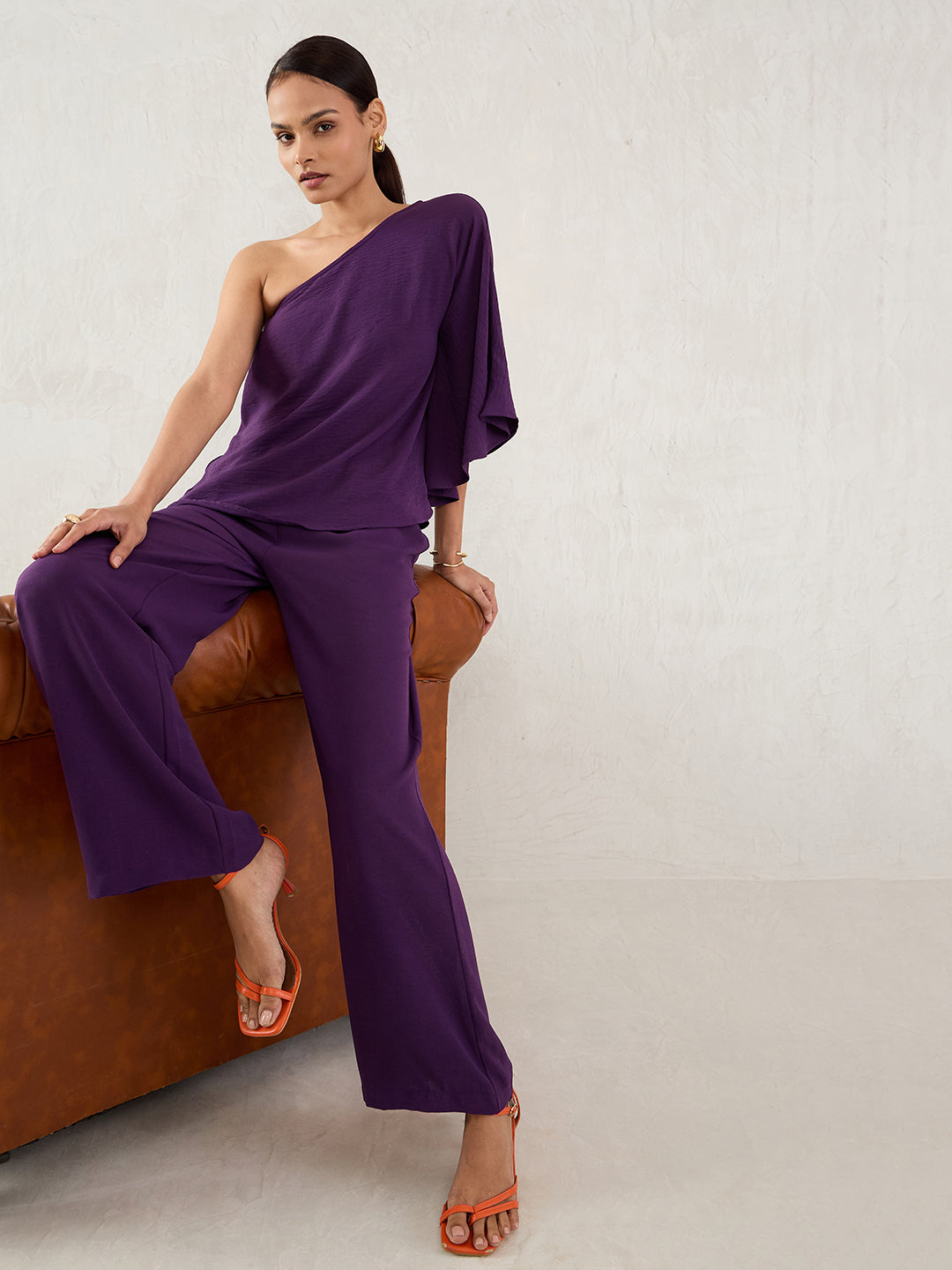 Deep Purple One Shoulder Co-Ord Set