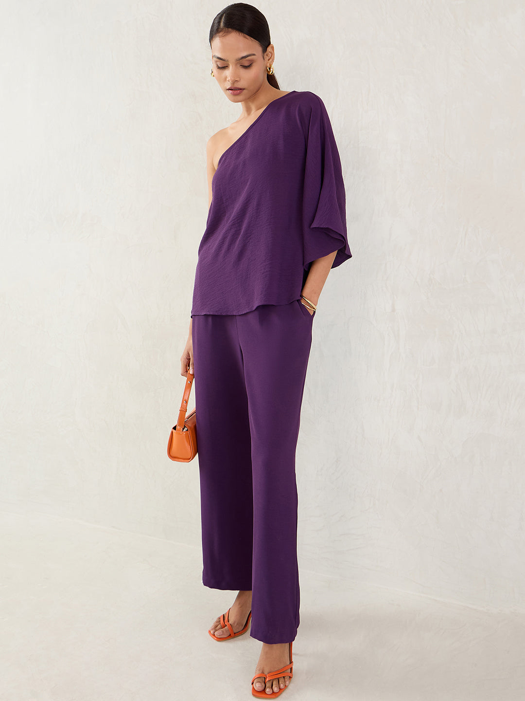 Deep Purple One Shoulder Co-Ord Set