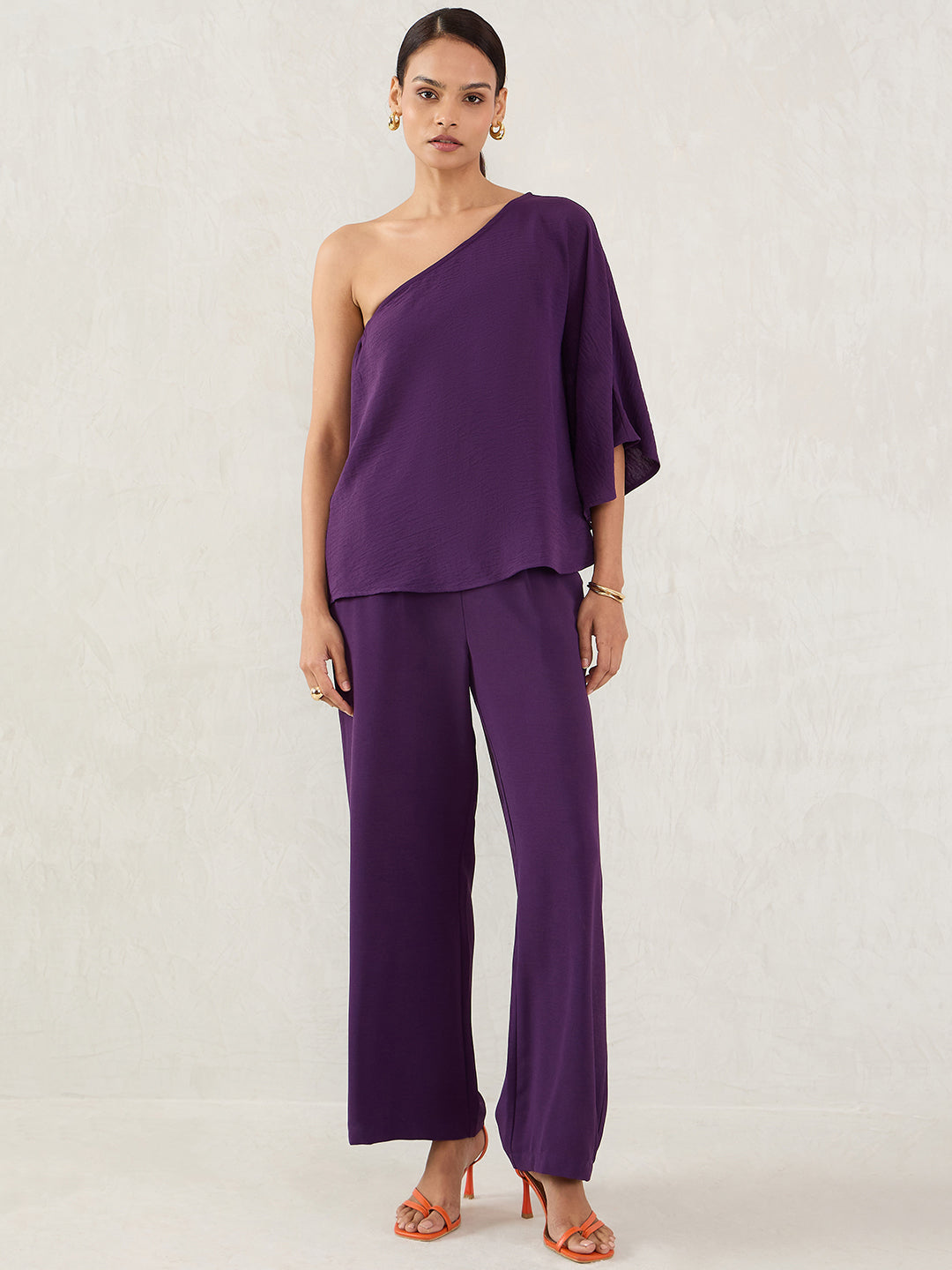 Deep Purple One Shoulder Co-Ord Set