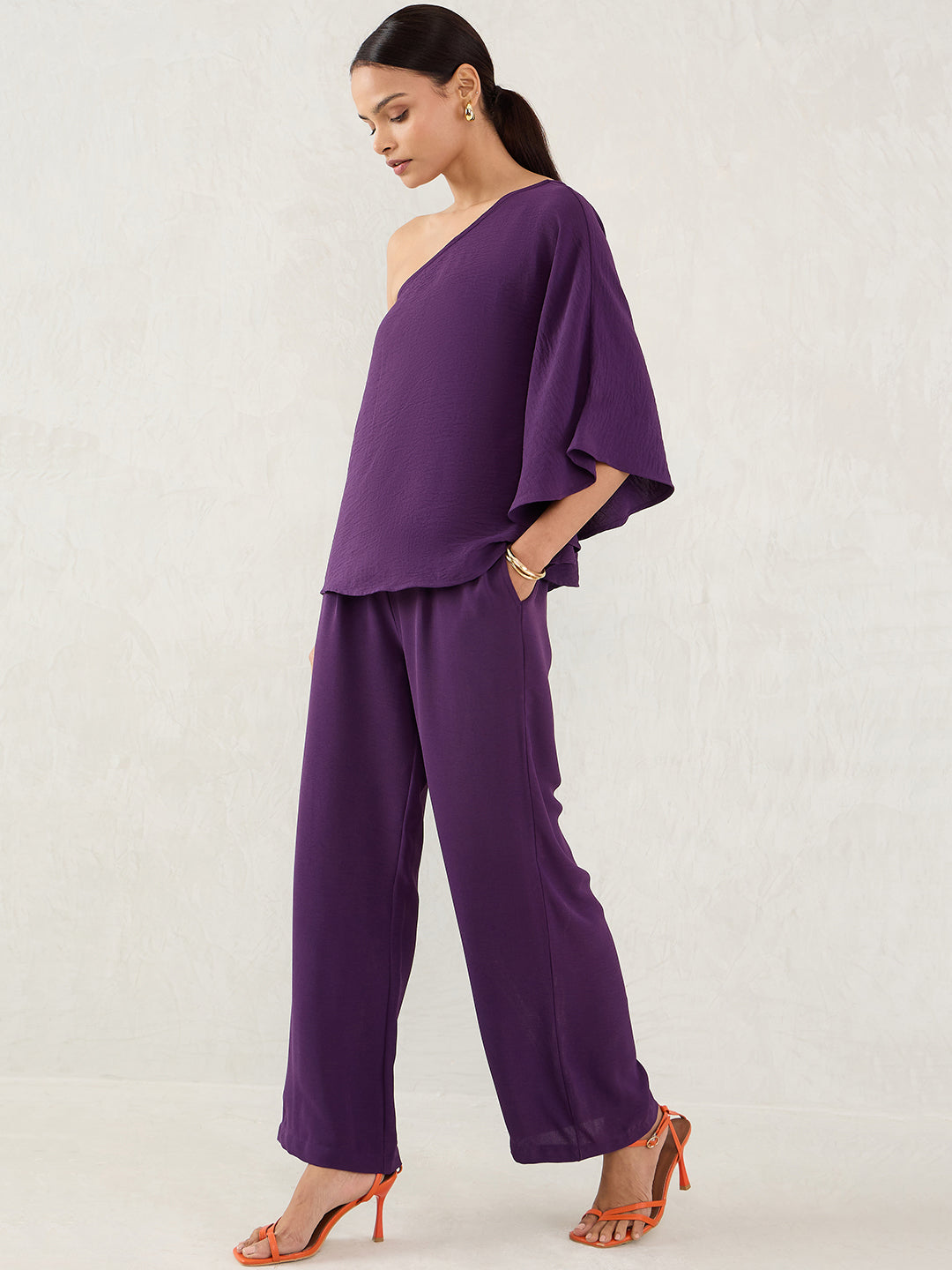 Deep Purple One Shoulder Co-Ord Set