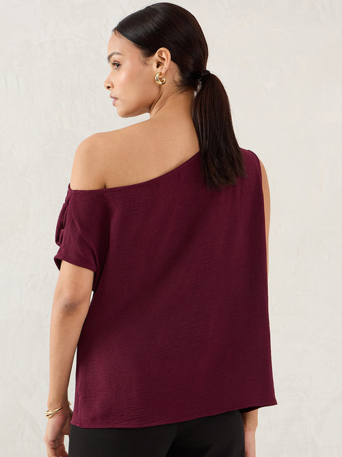 Wine Off Shoulder Top