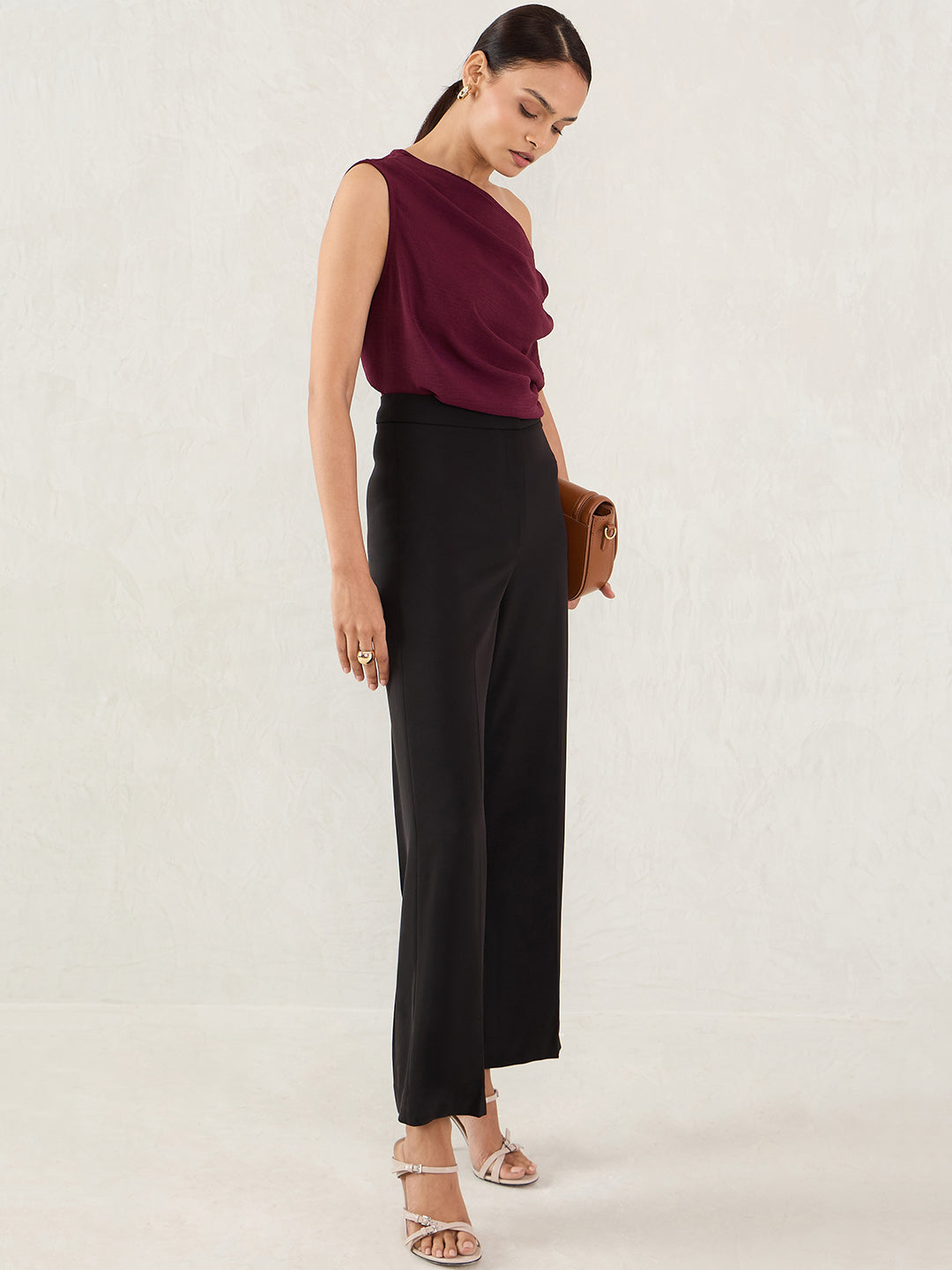 Wine Off Shoulder Top