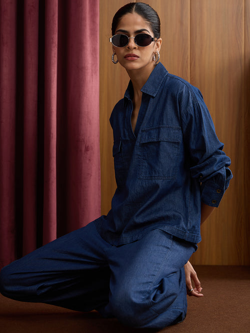 Navy Dual Pocket Denim Co-ord