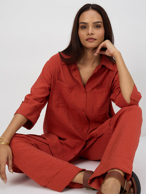 Rust Dual Pocket Shirt Co-Ord
