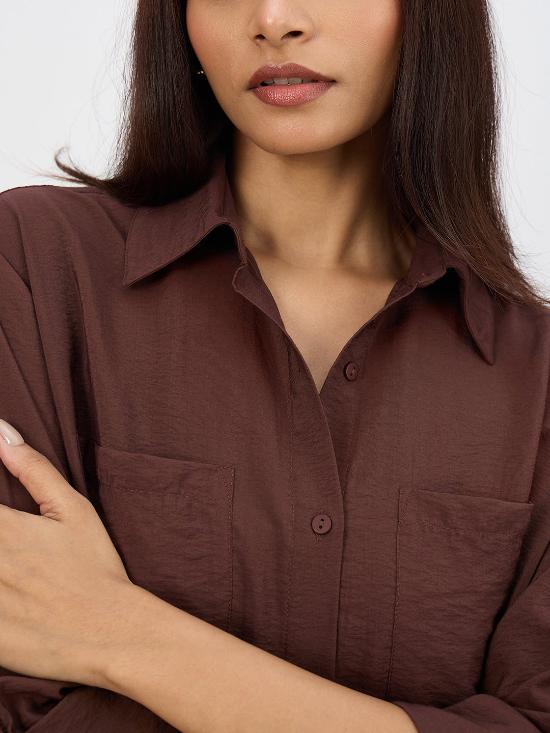 Coffee Brown Dual Pocket Shirt Co-Ord