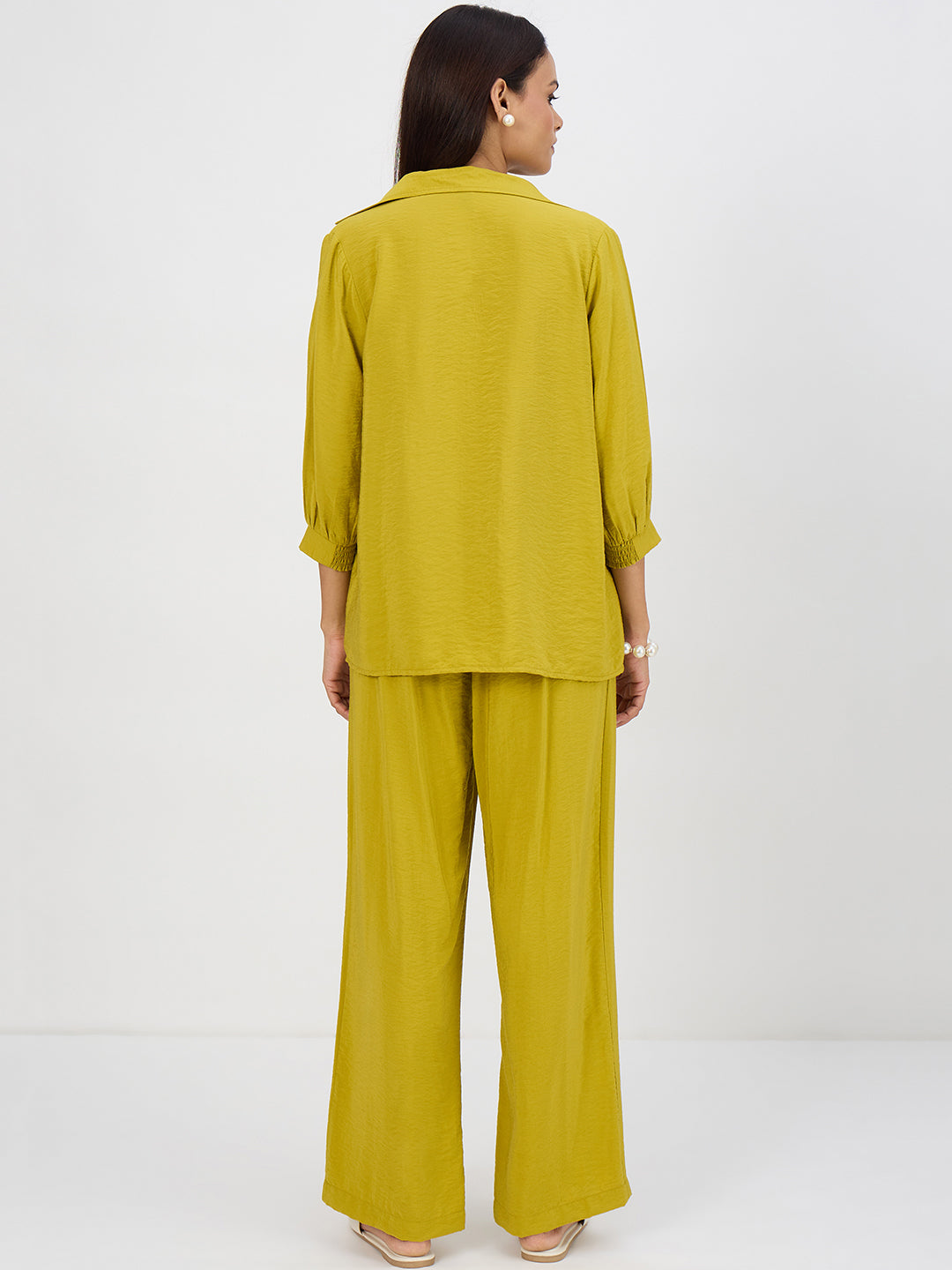 Citrine Green Pleat Detail Co-Ord