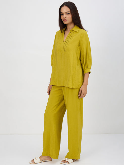 Citrine Green Pleat Detail Co-Ord