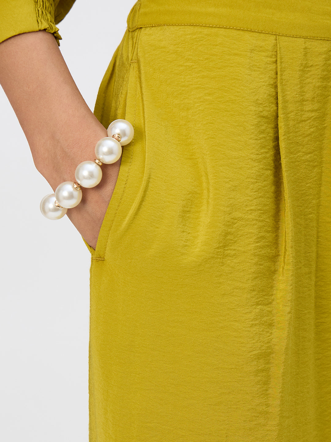 Citrine Green Pleat Detail Co-Ord