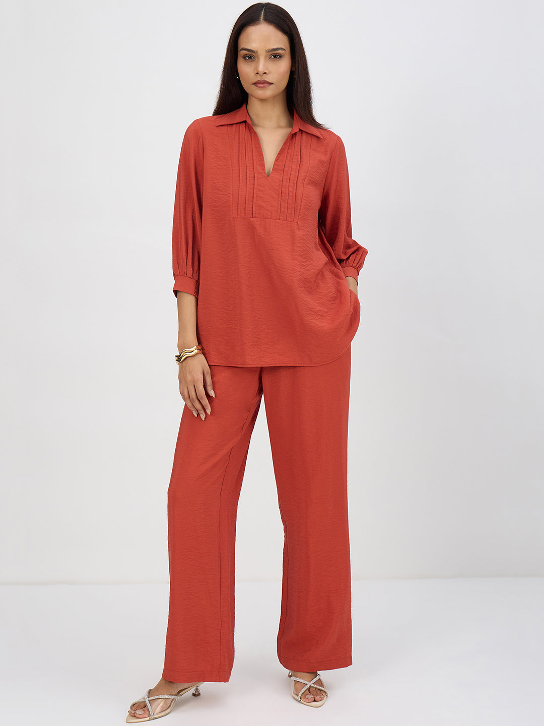 Rust Pleat Detail Co-Ord