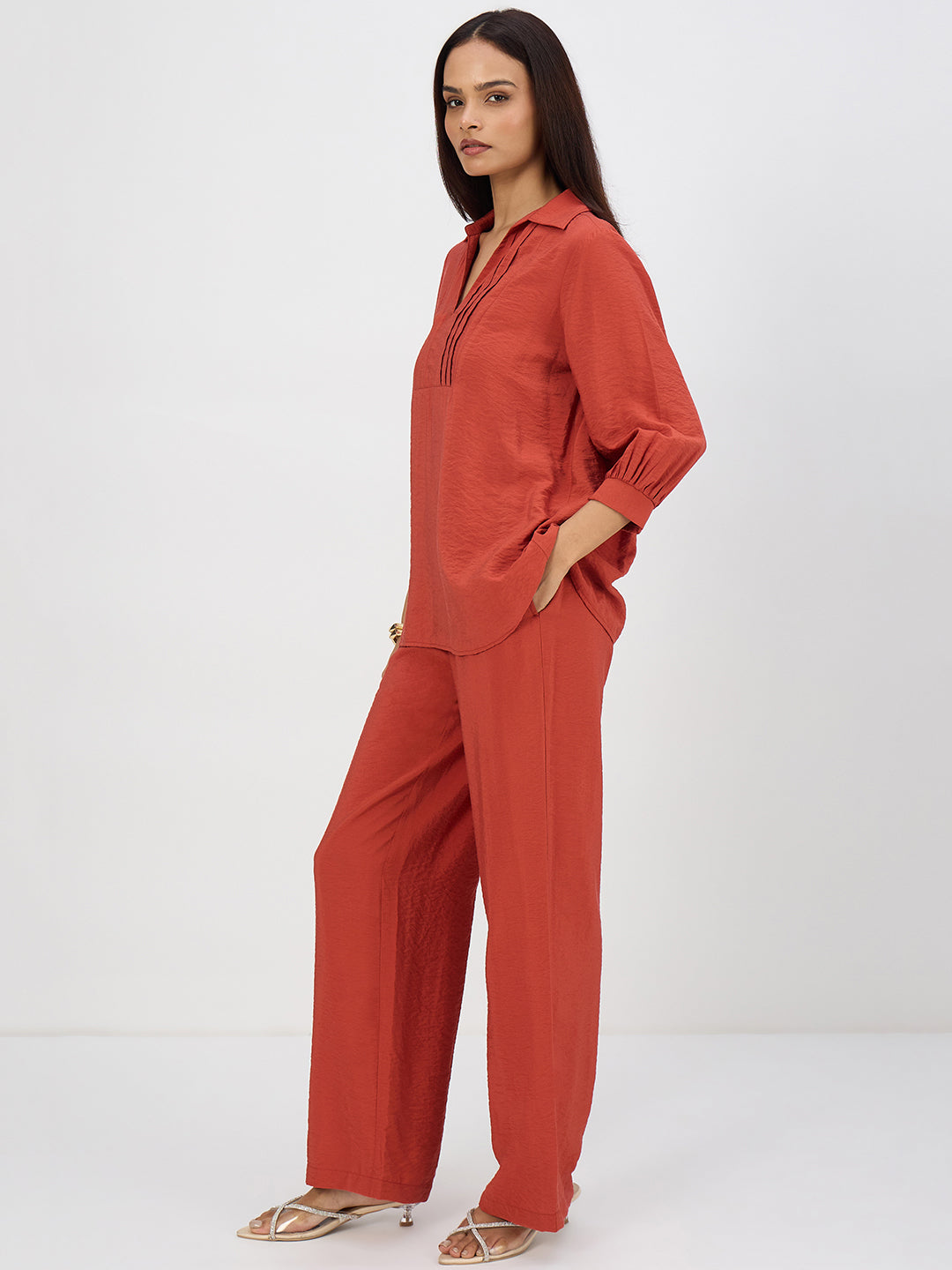 Rust Pleat Detail Co-Ord