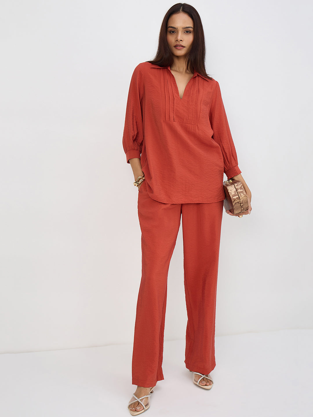 Rust Pleat Detail Co-Ord